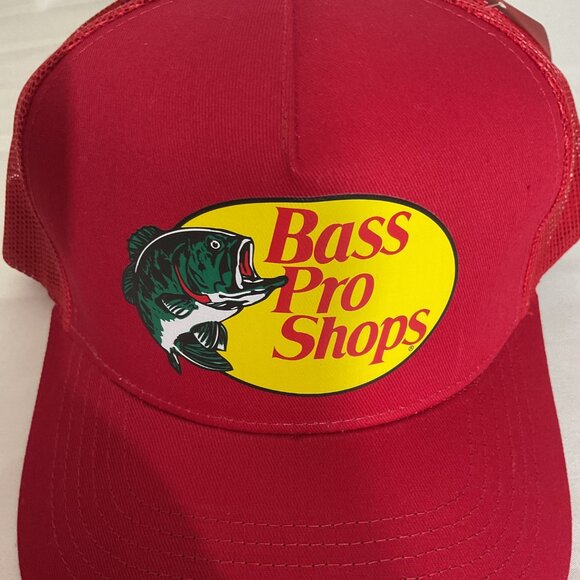 Bass Pro Shops Red Mesh Trucker Cap Adjustable Snapback Unisex - Picture 4 of 4